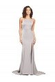 Best High Neck Low Back Long Full Length Stretch Satin Prom Dress UK