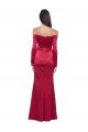 Best Long Sleeves Off the Shoulder Stretch Satin Prom Dress with High Side Split UK