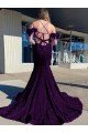 Best Cold Shoulder Sleeveless Long Court Train Velvet Sequin Prom Dress UK