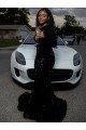 Best One Shoulder Long Sleeves Long Sweep Train Velvet Sequin Prom Dress UK
