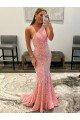 Best Open Back One Shoulder Sleeveless Long Sweep Train Velvet Sequin Prom Dress UK