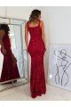 Best Square Neck Sleeveless Long Velvet Sequin Prom Dress with Slit UK