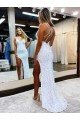 Best Sleeveless V-Neck Long Floor Length Velvet Sequin Prom Dress with Slit UK