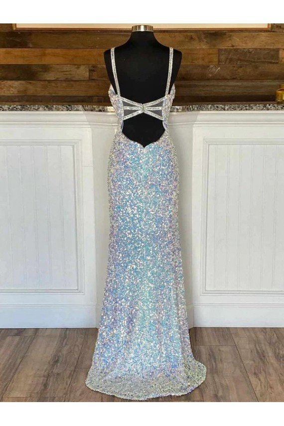 Best V-Neck Sleeveless Long Sweep Train Velvet Sequin Prom Dress UK