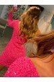 Best Short Velvet Sequin One Shoulder Long Sleeves Prom Dress UK