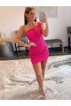 Best Velvet Sequin One Shoulder Sleeveless Short Prom Dress UK