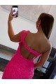 Best Velvet Sequin One Shoulder Sleeveless Short Prom Dress UK