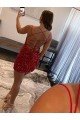 Best Spaghetti Straps Criss Cross Back Sleeveless Short Velvet Sequin Prom Dress UK