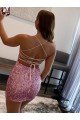 Best Spaghetti Straps Sleeveless Short Velvet Sequin Prom Dress UK