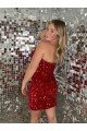 Best Sweetheart Sleeveless Short Velvet Sequin Prom Dress UK