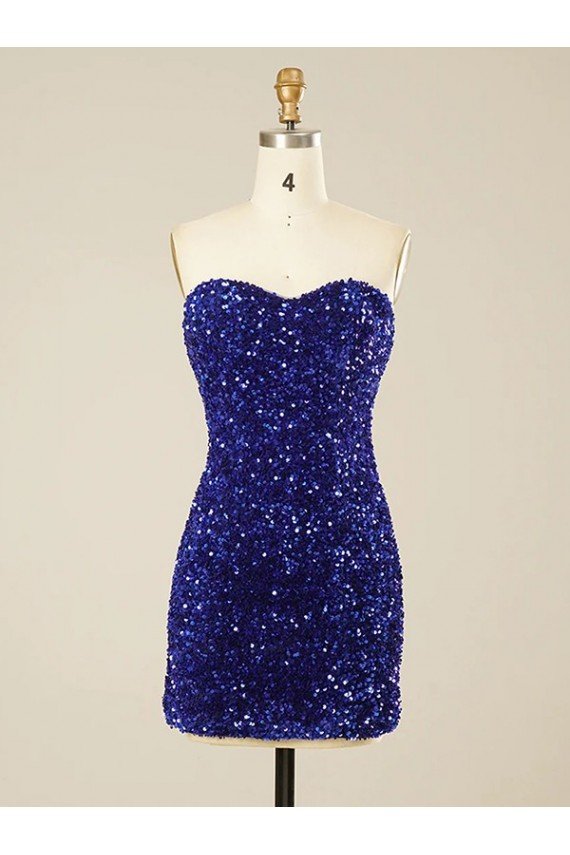 Best Short Sweetheart Velvet Sequin Prom Dress UK