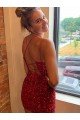 Best V-Neck Sleeveless Short Velvet Sequins Prom Dress UK