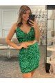 Best V-Neck Sleeveless Short Velvet Sequin Prom Cocktail Dress UK