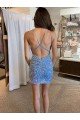 Best V-Neck Sleeveless Short Velvet Sequin Prom Dress with Straps UK