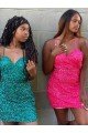 Best V-Neck Sleeveless Short Velvet Sequin Cocktail Dress UK