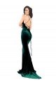 Best High Neck Stretch Velvet Prom Dress with Black Lace Embroidery UK