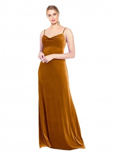 Best Long Velvet Cowl Neck Slip Prom Dress UK