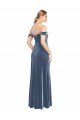 Best Draped Sleeves Wide Scoop Neck Off the Shoulder Velvet Prom Dress UK