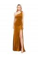Best Sleek One Shoulder Long Velvet Prom Dress UK