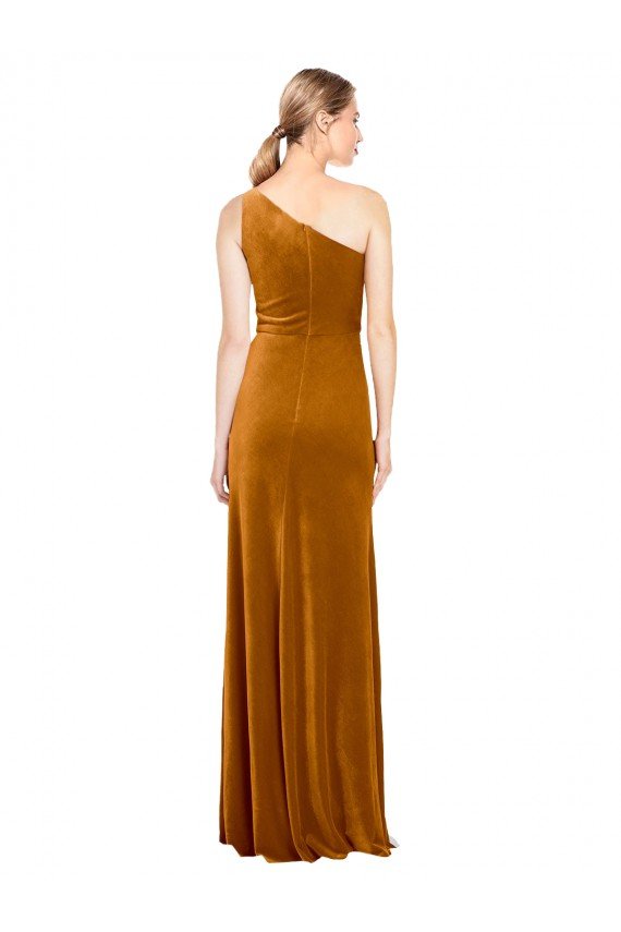 Best Sleek One Shoulder Long Velvet Prom Dress UK