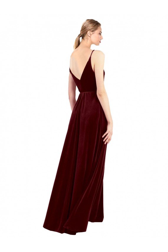Best Faux Wrap V-Neck Sleek Long Velvet Prom Dress UK