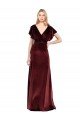 Best Flutter Sleeves Open Back Long Velvet Prom Dress UK