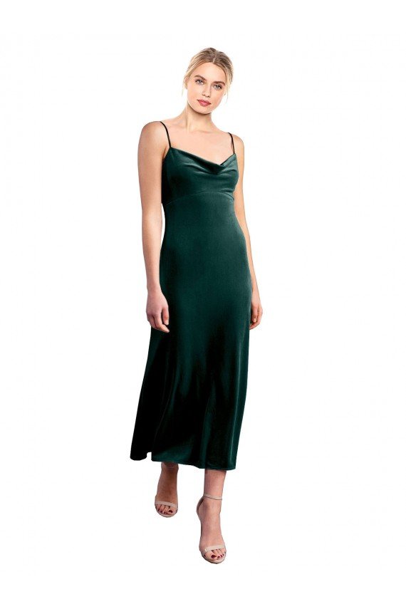 Best Midi Length Cowl Neck Velvet Slip Cocktail Prom Dress / Homecoming Dress UK