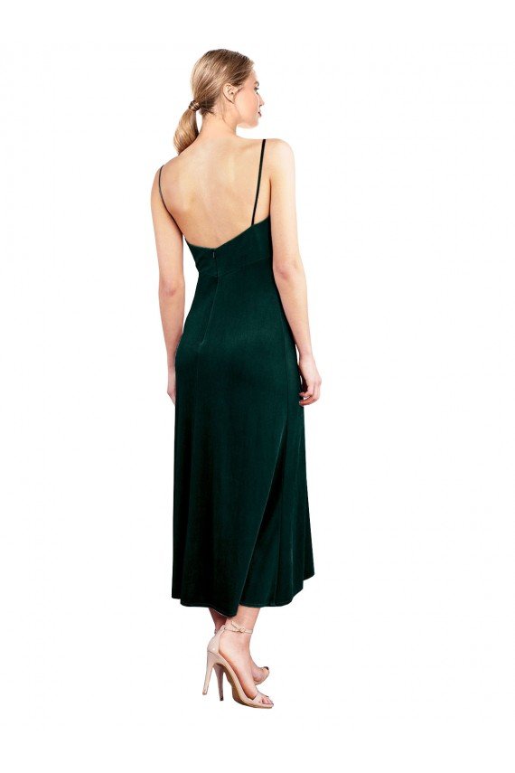 Best Midi Length Cowl Neck Velvet Slip Cocktail Prom Dress / Homecoming Dress UK