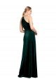 Best Long Jewel Neck Full Length Velvet Prom Dress with Side Slit UK