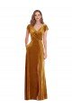 Best Cap Sleeve Faux Wrap Velvet Maxi Prom Dress with Pockets UK