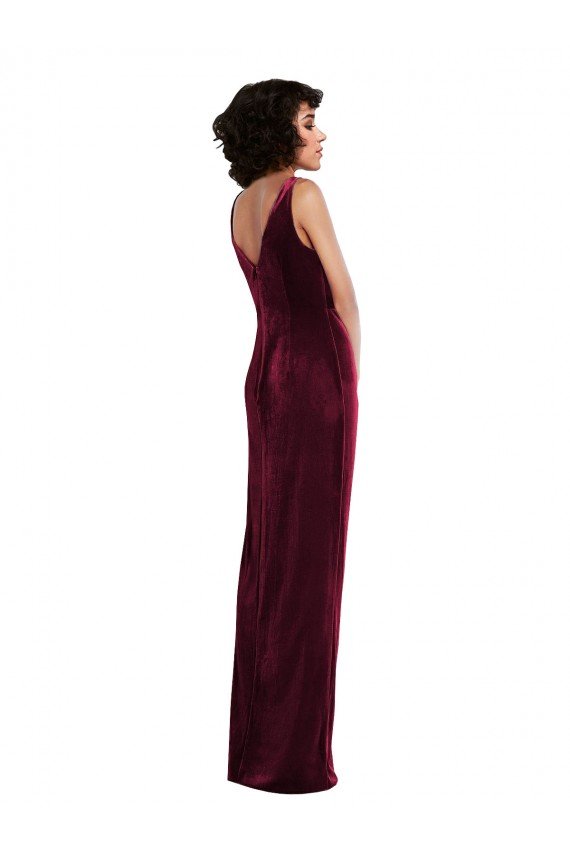 Best Draped Skirt Faux Wrap Velvet Maxi Prom Dress UK