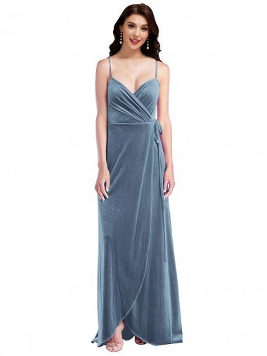 Best Velvet Wrap Maxi Prom Dress with Pockets UK