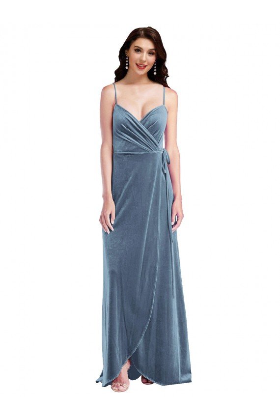 Best Velvet Wrap Maxi Prom Dress with Pockets UK