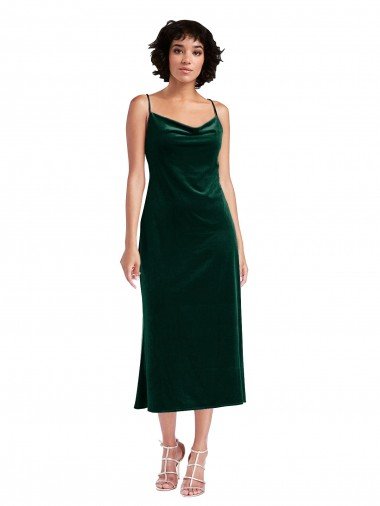 Best Midi Length Cowl Neck Velvet Short Slip Cocktail Prom Dress / Homecoming Dress UK