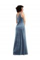 Best Floor Length Cowl Neck Long Stretch Velvet Maxi Prom Dress UK