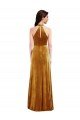 Best High-Neck Halter Velvet Maxi Prom Dress with Front Slit UK