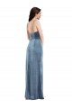 Best Spaghetti Strap Velvet Maxi Prom Dress with Draped Skirt UK