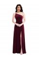 Best One Shoulder Spaghetti Strap Velvet Maxi Prom Dress with Pockets UK
