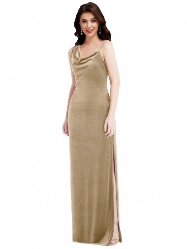 Best Asymmetrical One Shoulder Velvet Maxi Slip Prom Dress UK