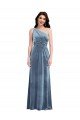 Best One Shoulder Draped Velvet Maxi Prom Dress UK