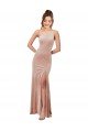 Best One Shoulder Stretch Velvet Prom Dress with Front Slit UK