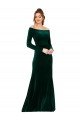 Best Off the Shoulder Long Sleeves Stretch Velvet Prom Dress UK