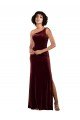 Best One Shoulder Floor-Length Velvet Prom Dress UK