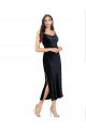 Best Midi Length Velvet Cocktail Prom Dress / Homecoming Dress with Cowl Neck and Spaghetti Straps UK
