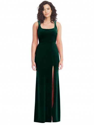 Best Square Neck Long Velvet Maxi Prom Dress UK