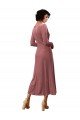 Best Long Sleeve Velvet Faux Wrap Midi Length Prom Dress UK