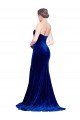 Best Strapless Ruched Velvet Prom Dress with Sweep Train and Front Slit UK