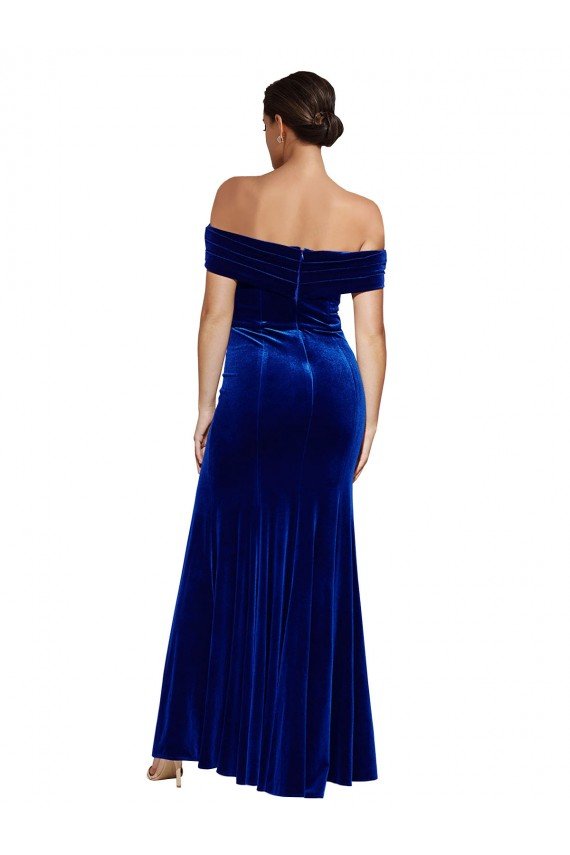 Best Full Length Long Velvet Prom Dress with Side Split UK