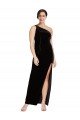 Best One Shoulder Long Velvet Prom Dress with Side Split and Shoulder Tie UK
