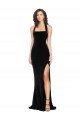 Best Halter Neck Wide Straps Long Velvet Prom Dress with Side Split UK